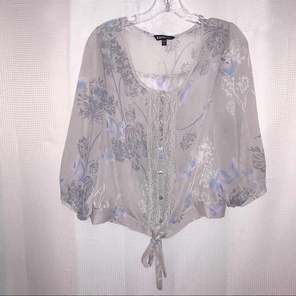 Express Sheer Top with tie waist Size Small